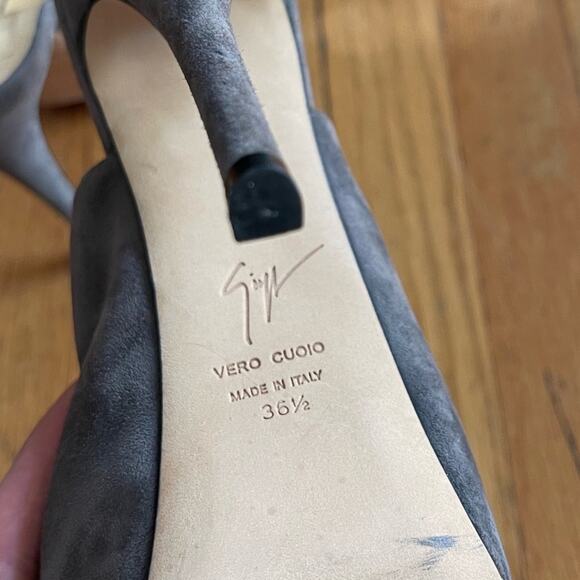 Giuseppe Zanotti Grey Patent Leather Peep Toe Six Inch Pumps - Picture 7 of 8